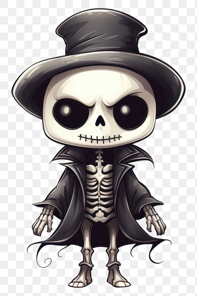 PNG Cute skeleton halloween drawing representation. AI generated Image by rawpixel.