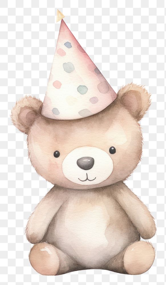 PNG Teddy bear party cute hat. 