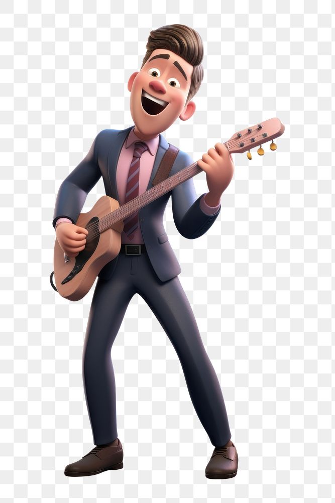 PNG Business man singing musician cartoon guitar. AI generated Image by rawpixel.
