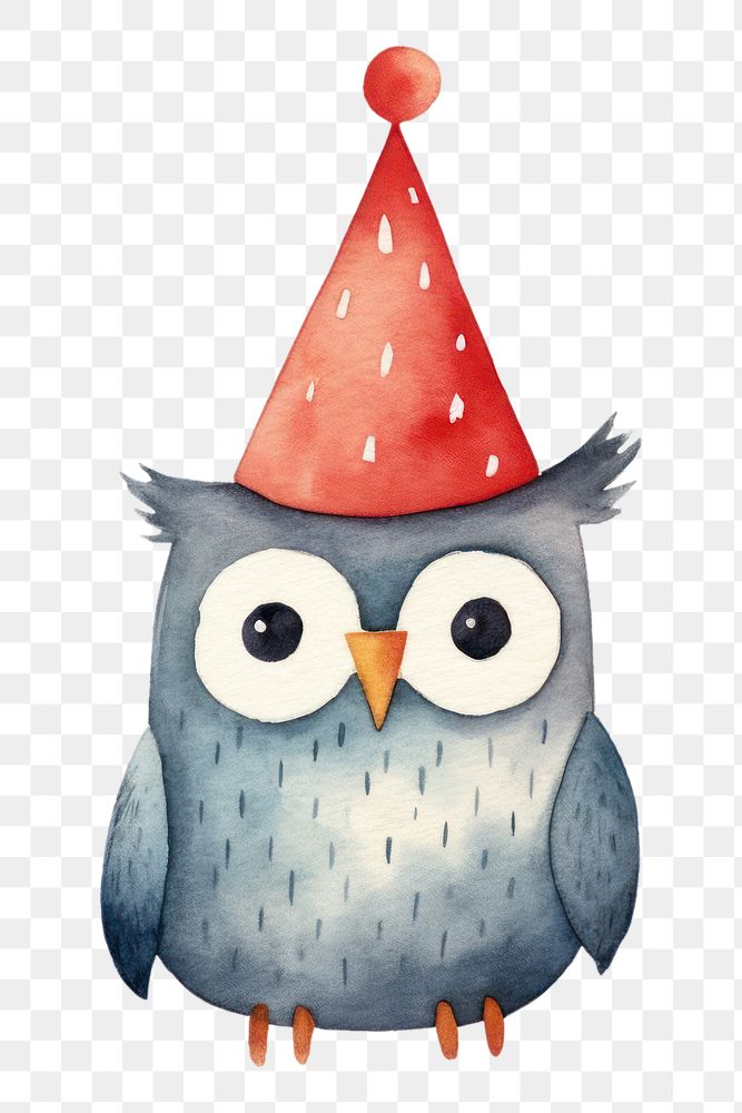 PNG Owl drawing party hat. AI generated Image by rawpixel.