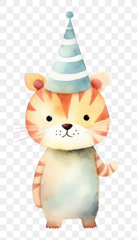 PNG Cute Tiger wearing a party hat animal fun representation. AI generated Image by rawpixel.