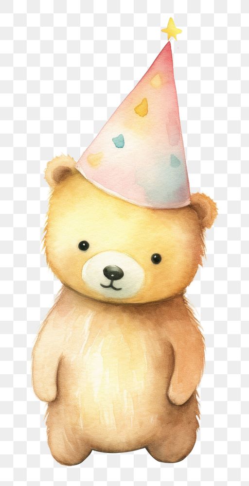 PNG Cute bear wearing a party hat toy representation celebration. AI generated Image by rawpixel.