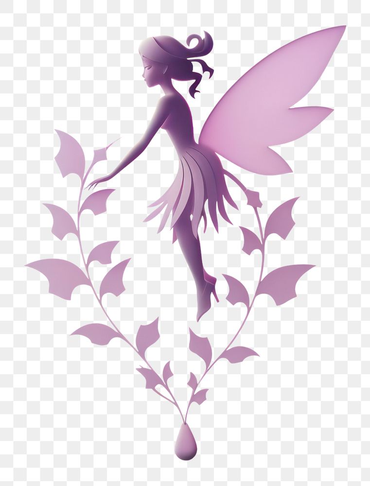 PNG Fairy silhouette cartoon purple plant. AI generated Image by rawpixel.