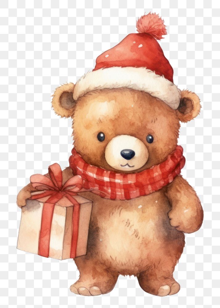 PNG A bear christmas toy white background. AI generated Image by rawpixel.