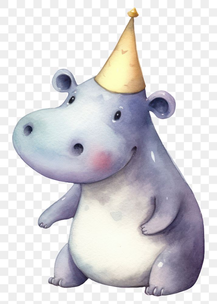 PNG Hippo wearing a party hat mammal animal representation. AI generated Image by rawpixel.