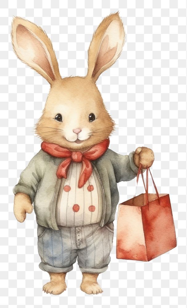 PNG Rabbit holding shopping bag mammal animal representation. 