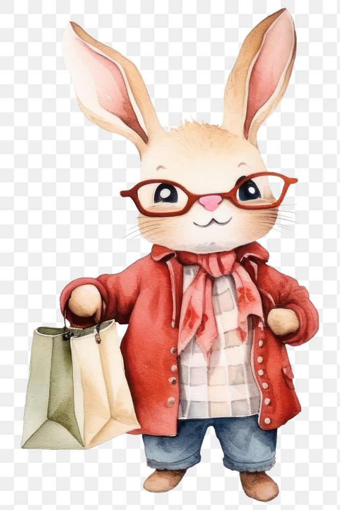 PNG Rabbit holding shopping bag representation celebration accessories. AI generated Image by rawpixel.