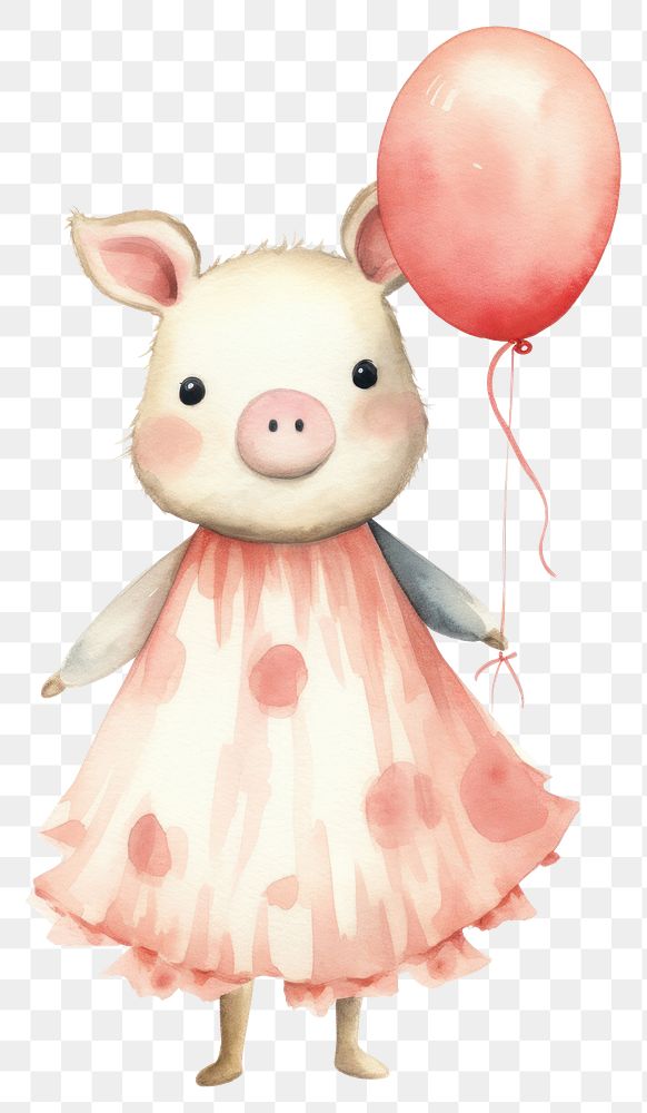 PNG Pig animal balloon cartoon. 