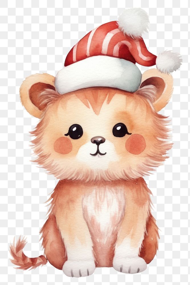 PNG Lion christmas cartoon cute. 