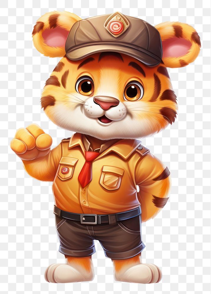 PNG Tiger security guard cartoon cute toy. AI generated Image by rawpixel.