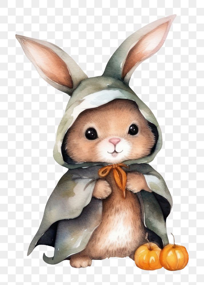 PNG Cute rabbit halloween animal mammal white background. AI generated Image by rawpixel.