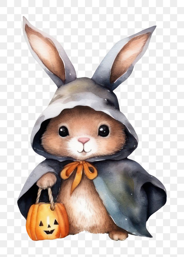 PNG Cute rabbit halloween animal mammal white background. AI generated Image by rawpixel.