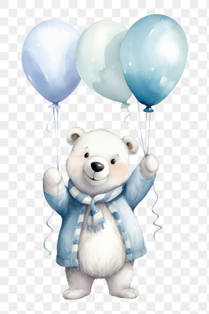 PNG Polar Bear balloon party bear. AI generated Image by rawpixel.