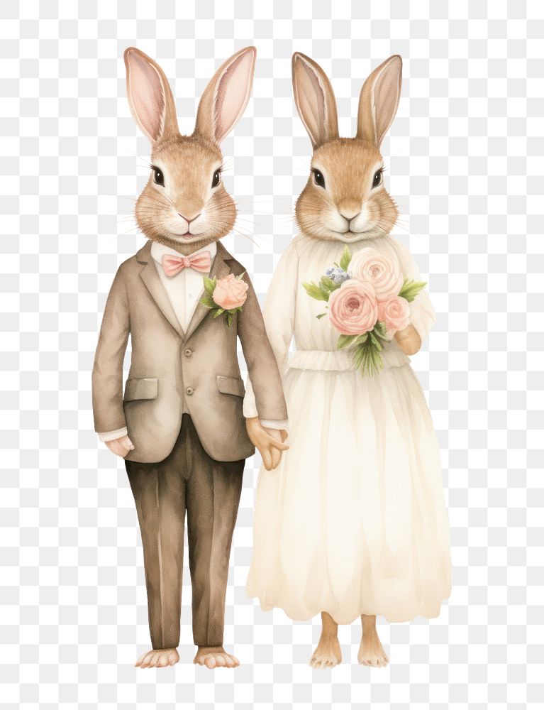 PNG Rabbits wedding animal mammal flower. AI generated Image by rawpixel.