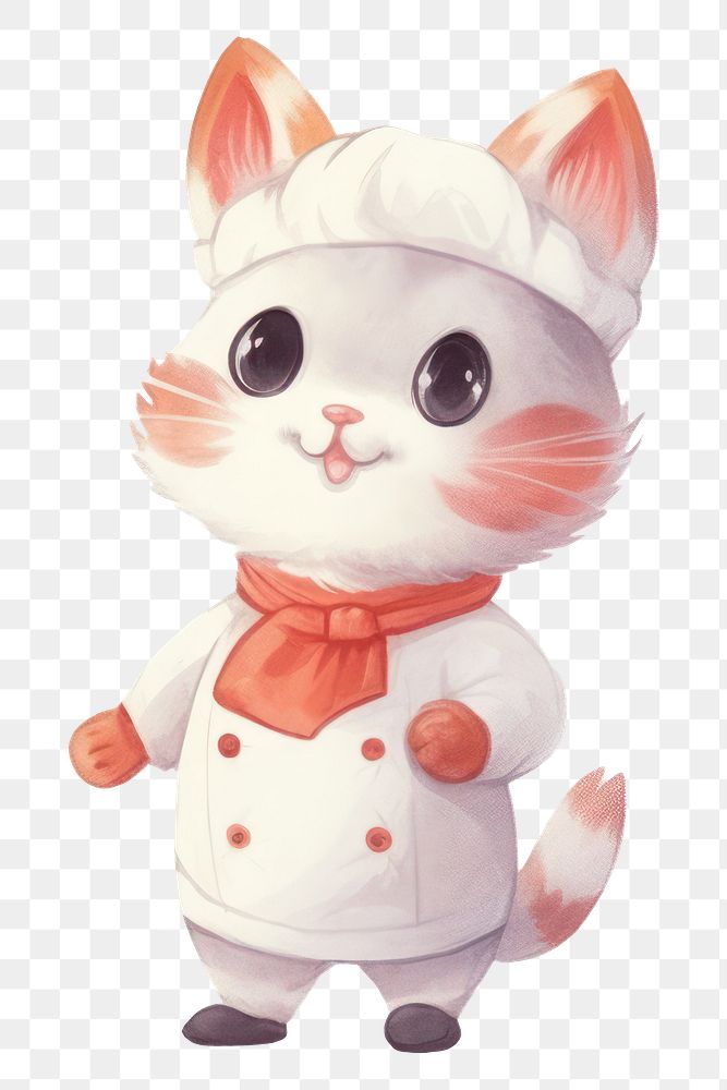 PNG Cat chef figurine cartoon mammal. AI generated Image by rawpixel.