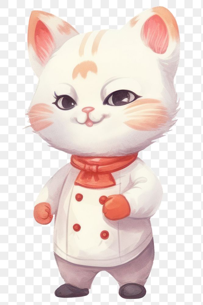 PNG Cat chef figurine cartoon mammal. AI generated Image by rawpixel.