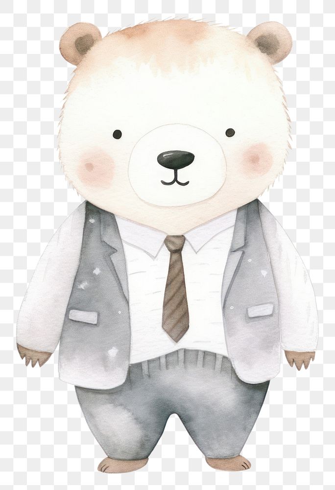 PNG Cute white bear wearing suit cartoon mammal animal. 