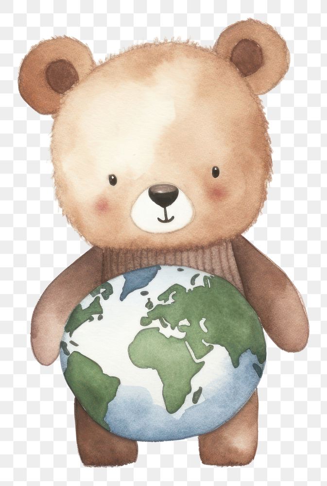 PNG Cute mouse wearing earth cartoon toy representation. 