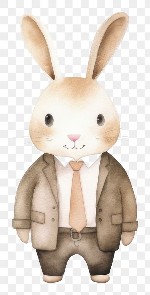 PNG Cute rabbit wearing suit animal cartoon mammal. AI generated Image by rawpixel.