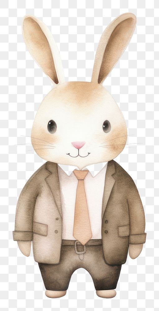 PNG Cute rabbit wearing suit animal cartoon mammal. 