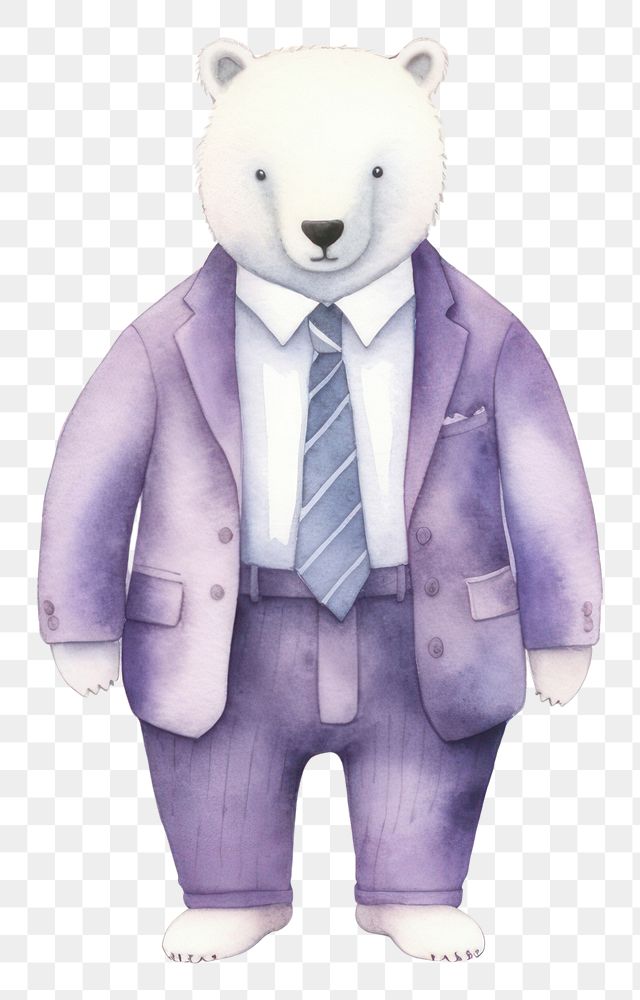 PNG Business polar bear cartoon toy white background. AI generated Image by rawpixel.