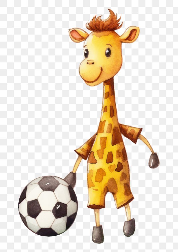 PNG Giraffe play footbal football cartoon mammal. AI generated Image by rawpixel.