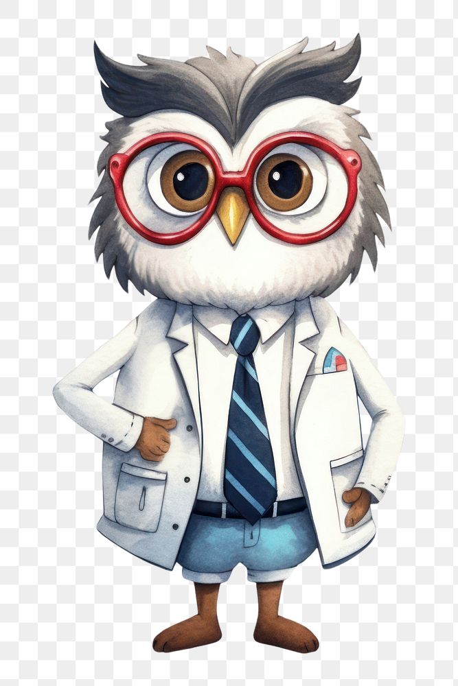 PNG Owl doctor cartoon white background representation. AI generated Image by rawpixel.