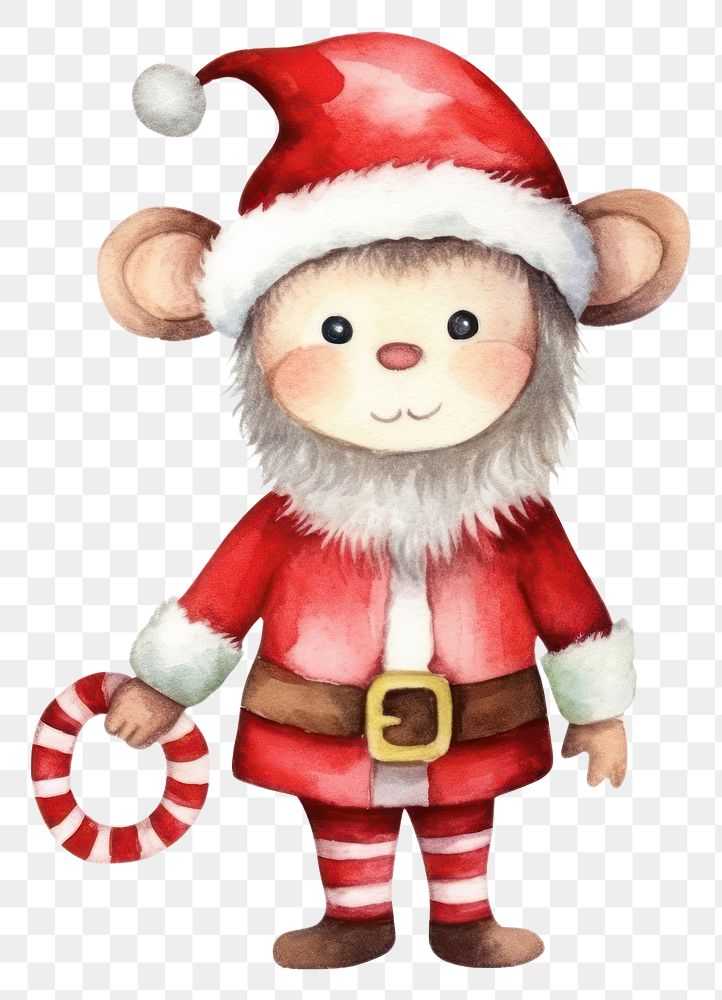 PNG Monkey christmasred cartoon cute toy. AI generated Image by rawpixel.