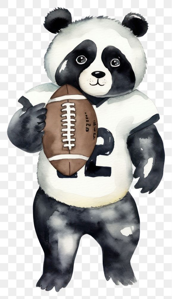 PNG Panda playing american football cartoon mammal sports. AI generated Image by rawpixel.