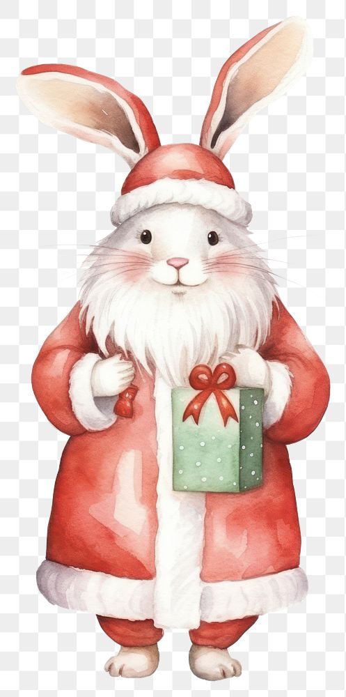 PNG Rabbit costum santa christmas cartoon animal. AI generated Image by rawpixel.