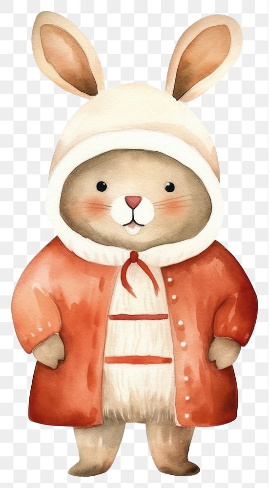 PNG Rabbit costum santa cartoon cute toy. AI generated Image by rawpixel.