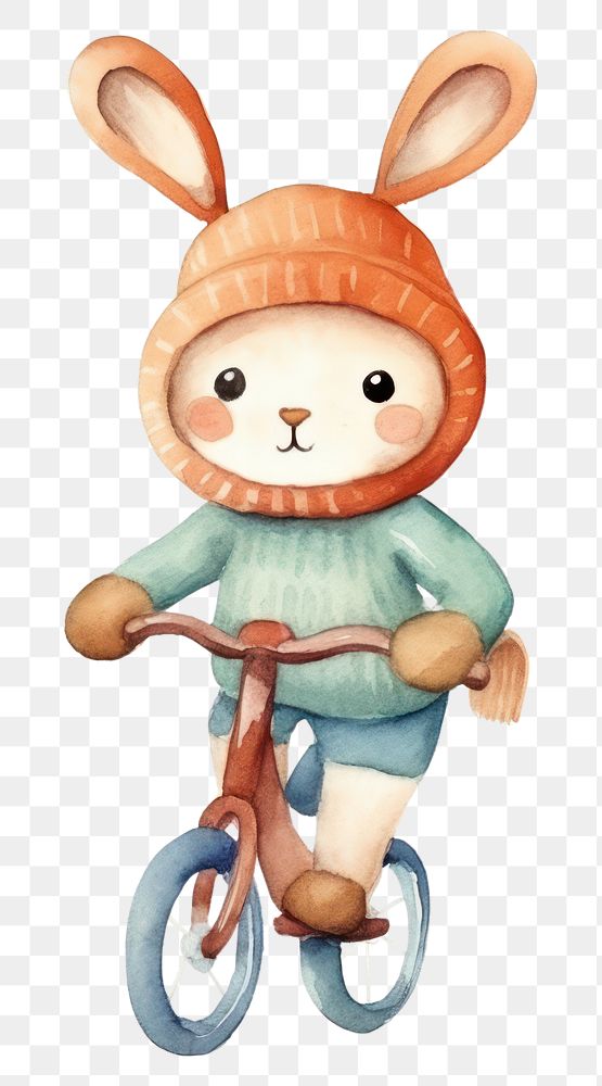 PNG Rabbit playing cycling vehicle cartoon cute. AI generated Image by rawpixel.