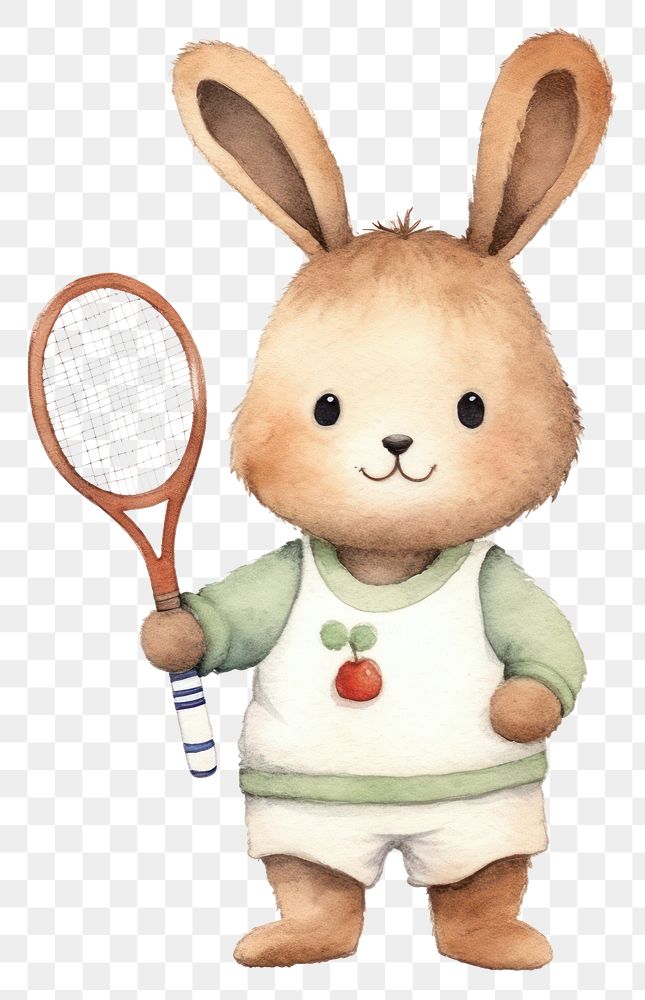 PNG Rabbit playing tennis cartoon racket mammal. AI generated Image by rawpixel.