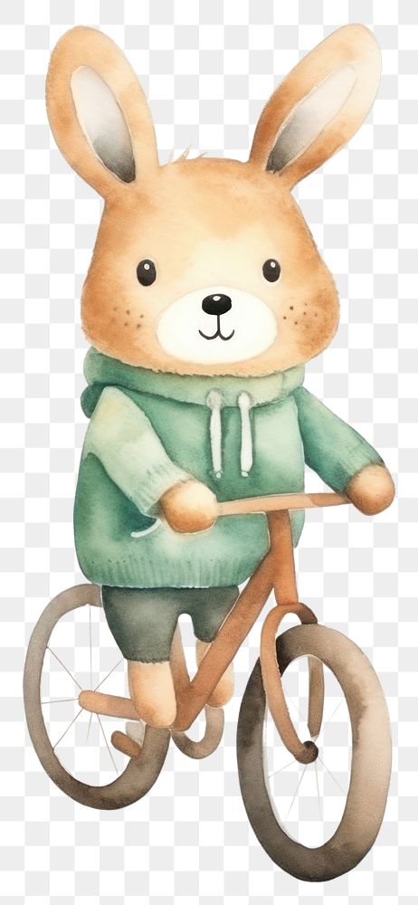 PNG Rabbit playing cycling vehicle cartoon animal. 