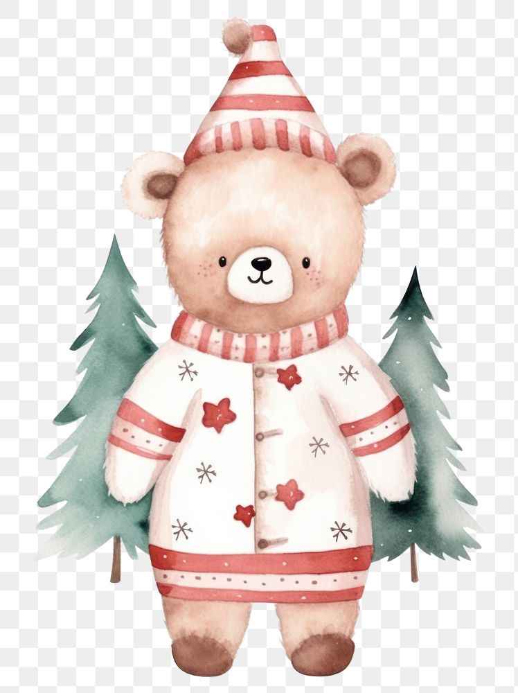 PNG Teddy bear costum christmas cartoon animal cute. AI generated Image by rawpixel.