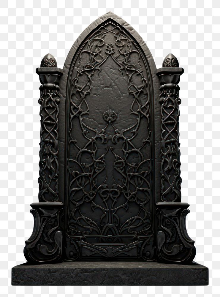 PNG Gothic tombstone black white background
