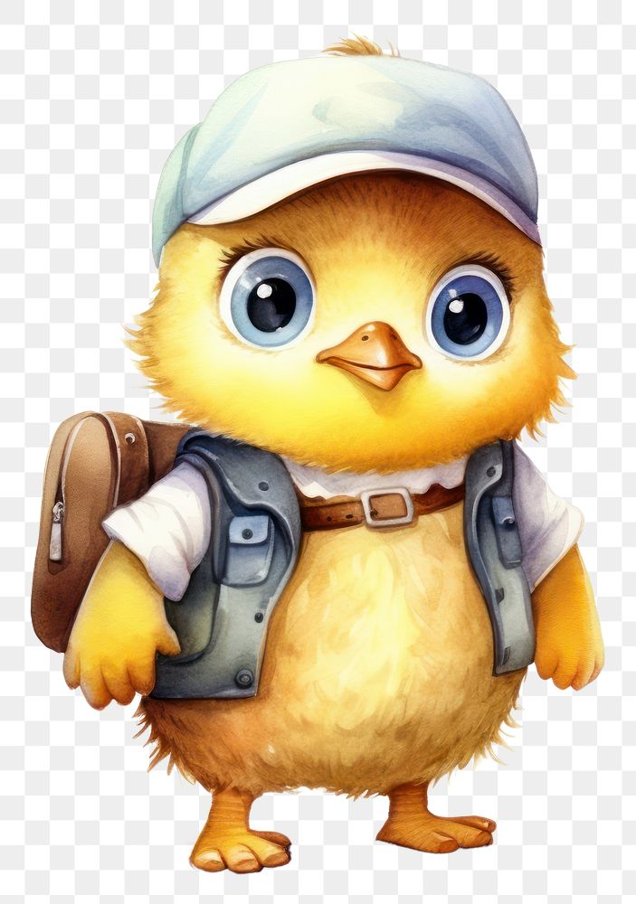PNG Baby chick carrying a school bag animal bird cute. AI generated Image by rawpixel.