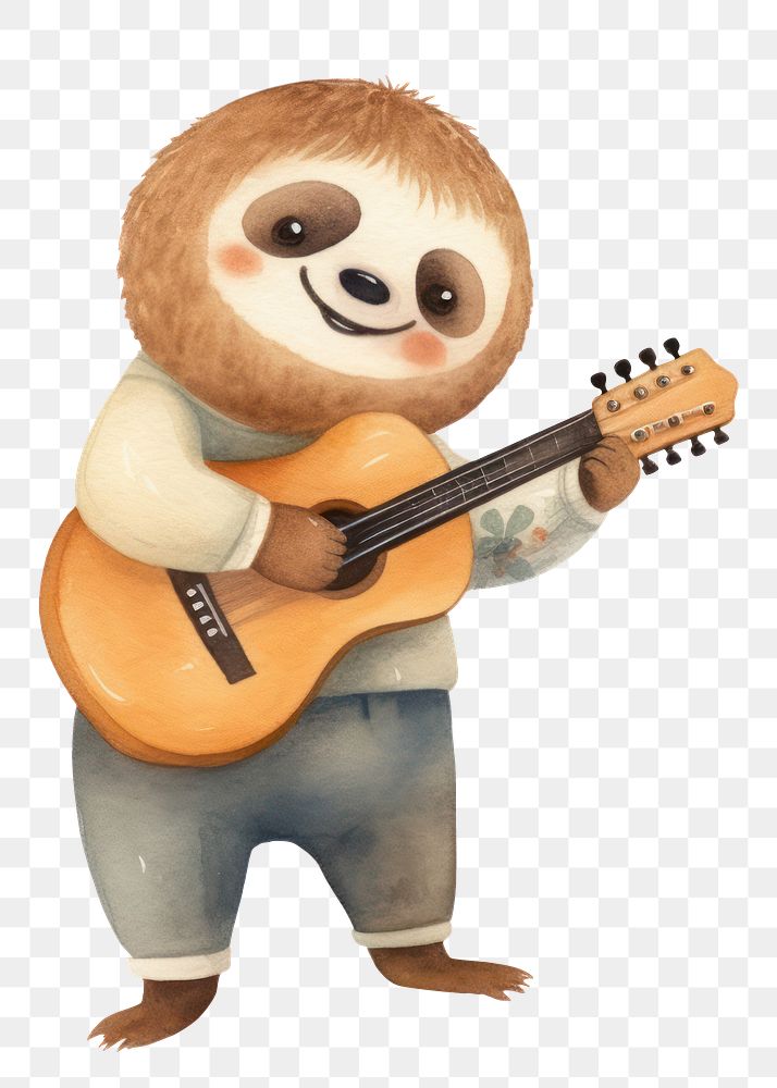PNG Two sloths guitar toy anthropomorphic. AI generated Image by rawpixel.