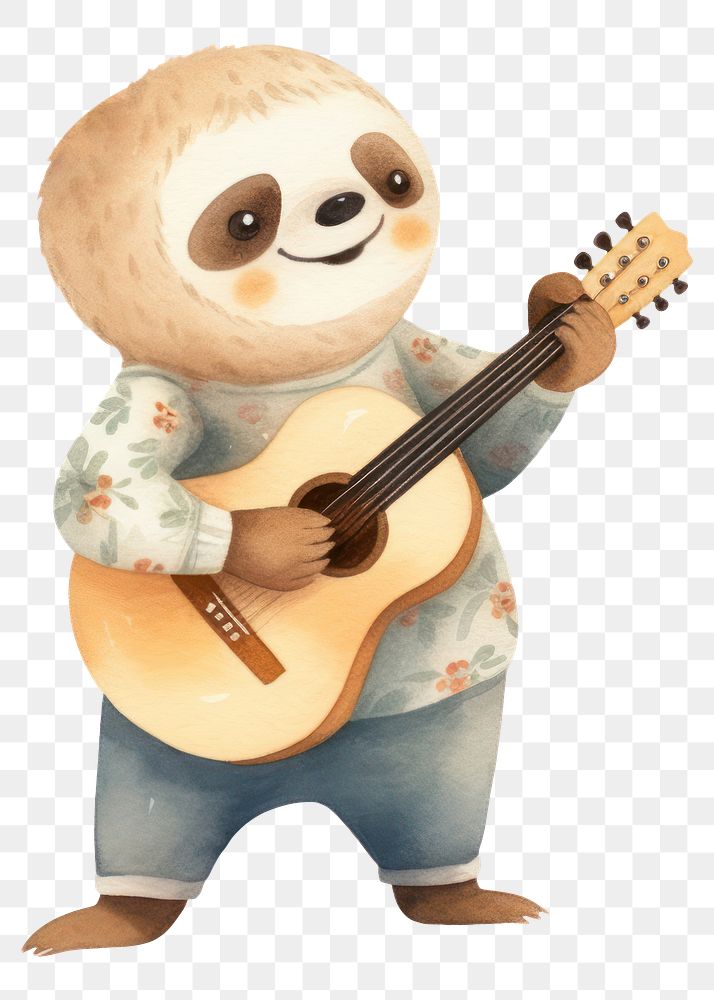 PNG Two sloths guitar toy anthropomorphic. 