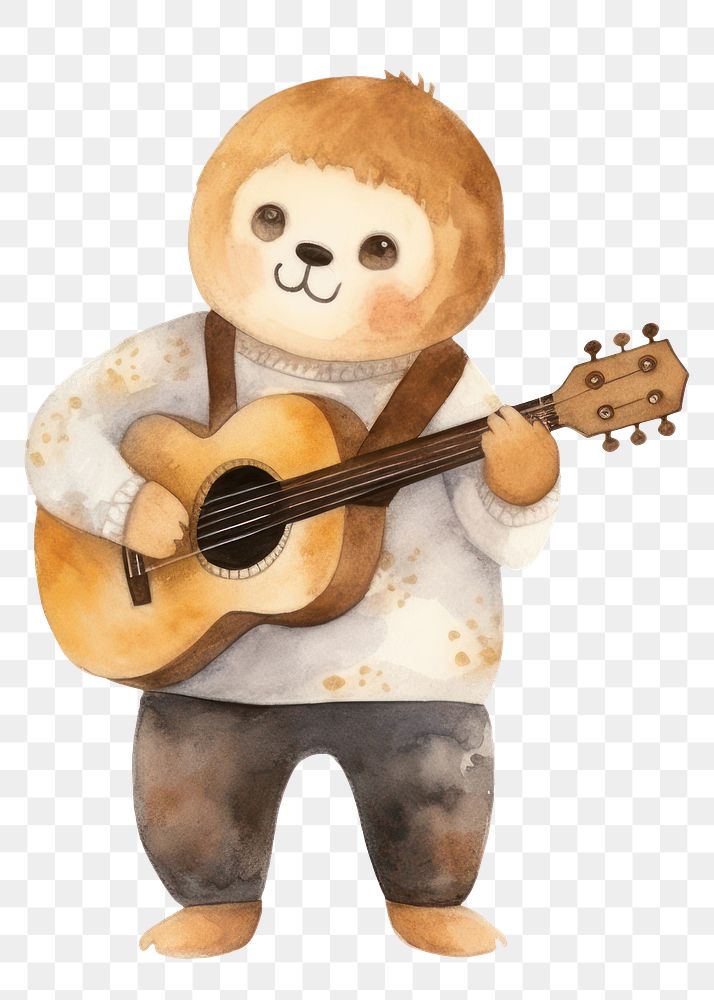 PNG Two sloths guitar toy white background. AI generated Image by rawpixel.
