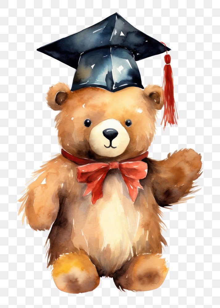 PNG Bear wearing a graduation hat bear toy white background. AI generated Image by rawpixel.