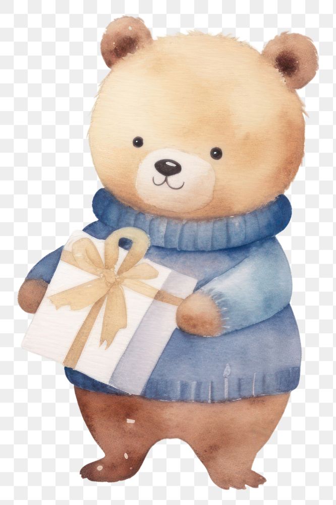 PNG Cute bear toy white background representation. 