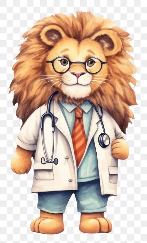 PNG Lion doctor mammal animal white background. AI generated Image by rawpixel.