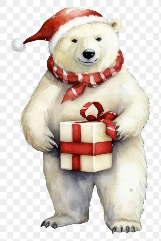 PNG Polar bear carry a gift box christmas mammal animal. AI generated Image by rawpixel.