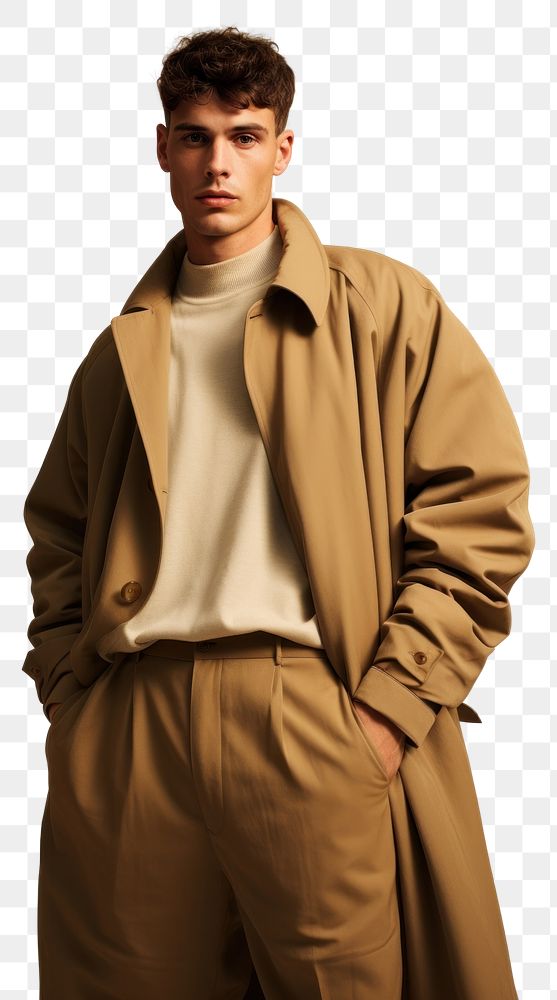 PNG Man wearing coat overcoat adult khaki. AI generated Image by rawpixel.