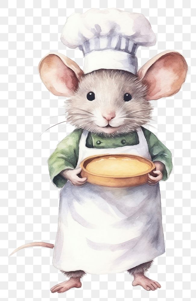 PNG Cute rat chef cartoon animal rodent mammal white background. AI generated Image by rawpixel.