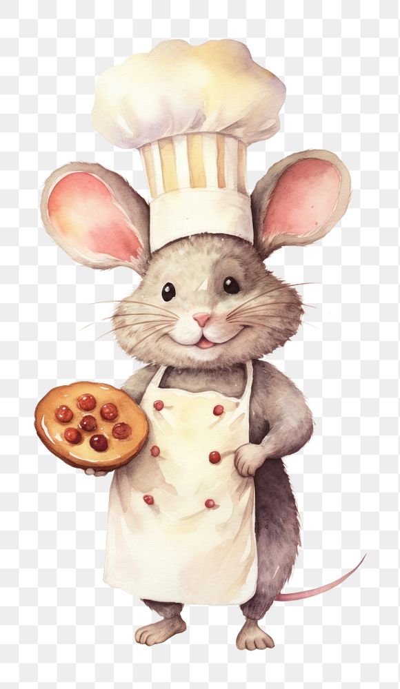 PNG Cute rat chef cartoon animal drawing rodent mammal. 