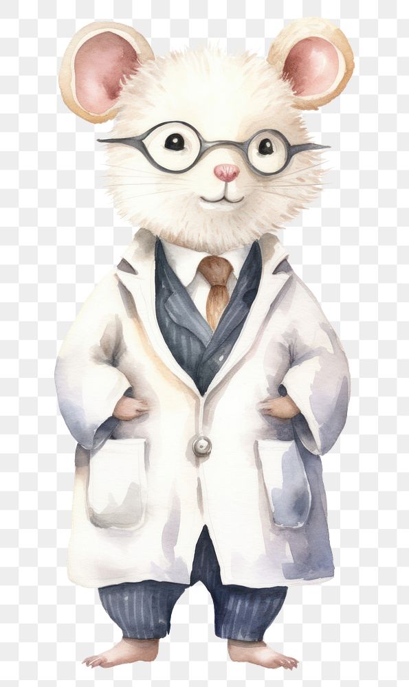 PNG Rat scientist cartoon glasses animal. AI generated Image by rawpixel.