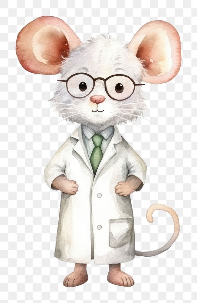 PNG Rat scientist glasses cartoon animal. AI generated Image by rawpixel.