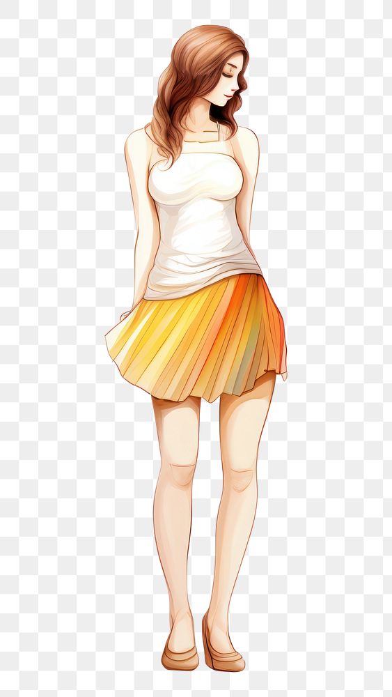 PNG  Female fullbody miniskirt adult white background. AI generated Image by rawpixel.